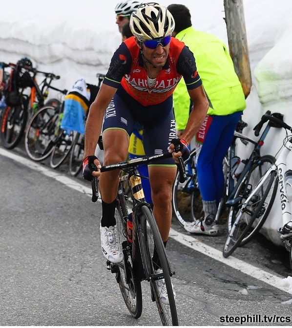 Vincenzo Nibali climbing Stelvio at Giro 2017.