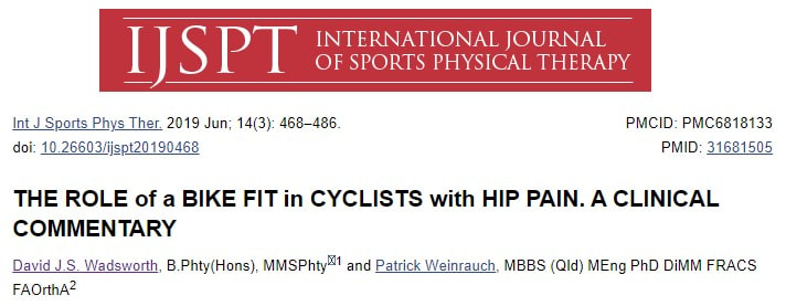 Article title on bike fit and hip pain.